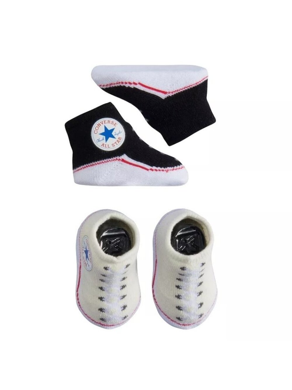 Converse Infant Booties Set 0-6 Months White & Black Sock Shoes